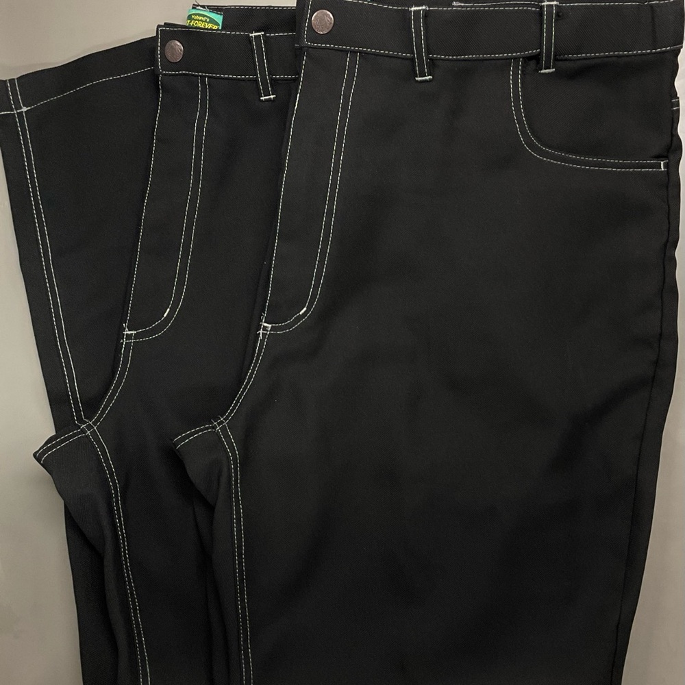 TWO PAIR Haband Fit-Forever Stretchy Elastic black Pleated Dress Pant Denim-Look
